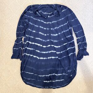 Hartford Navy and White Tie Dye Long Sleeve Tunic